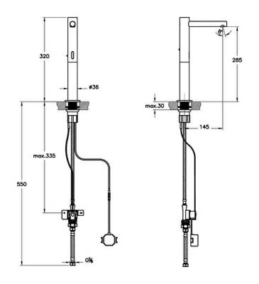 VitrA Aquasee Temassız Lavabo Bataryası A47224 Çanak - Pilli - Tek Su Girişli - Krom - 1
