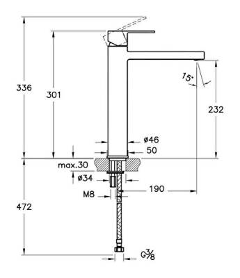 Artema Flo S Lavabo Bataryası A42587 Yüksek - Uzun Çıkış Ucu - Krom - 3