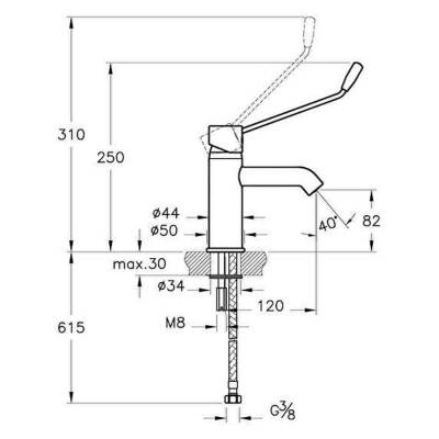 Artema Minimax S Lavabo Bataryası Özel ihtiyaçlar İçin A42312STA Krom - 2
