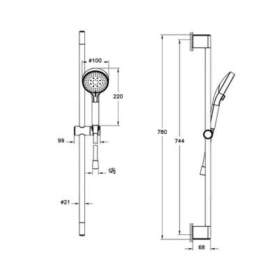 Artema Base Round A45908 3F Sürgülü El Duşu Takımı, Krom - 2