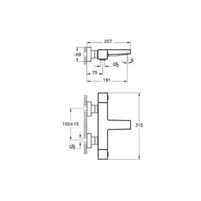 Artema Base Square A47302 Termostatik Banyo Bataryası, Krom - 2