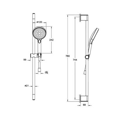 Artema Core Round A45916 3F Sürgülü El Duşu Takımı, Krom - 2