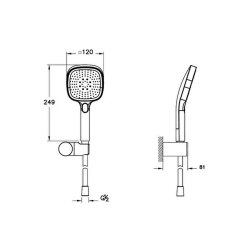 Artema Core Square A4591525 3F El Duşu Takımı, Fırçalı Altın - 2