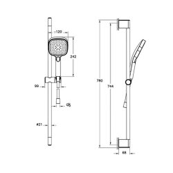Artema Core Square A4591724 3F Sürgülü El Duşu Takımı, Fırçalı Bakır - 2