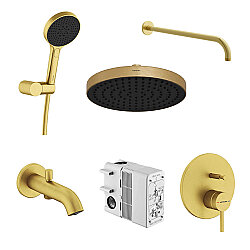 Artema Minimax Round Ankastre Duş Banyo Seti, Fırçalı Altın