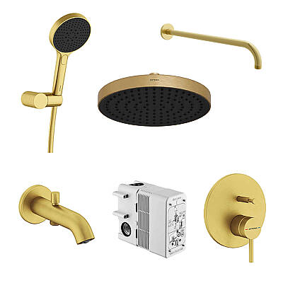 Artema Minimax Round Ankastre Duş Banyo Seti, Fırçalı Altın - 1
