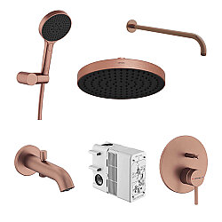 Artema Minimax Round Ankastre Duş Banyo Seti, Fırçalı Bakır