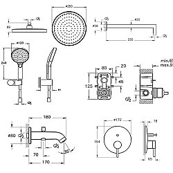 Artema Minimax Round Ankastre Duş Banyo Seti, Mat Siyah - 2