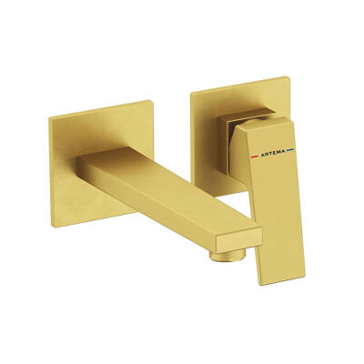 Artema Minimax Square A4359225 Ankastre Lavabo Bataryası Kısa, Fırçalı Altın - 1