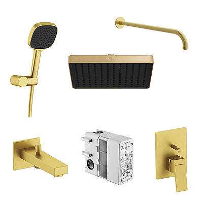 Artema Minimax Square Ankastre Duş Banyo Seti, Fırçalı Altın - 1