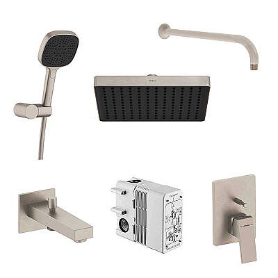 Artema Minimax Square Ankastre Duş Banyo Seti, Fırçalı Nikel - 1