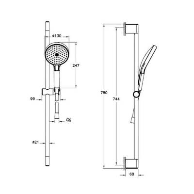 Artema Prime Round A45927 Sürgülü Duşu Takımı, Krom - 2