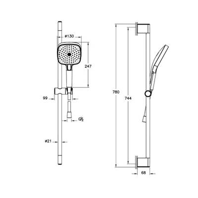 Artema Prime Square A45928 Sürgülü Duşu Takımı, Krom - 2