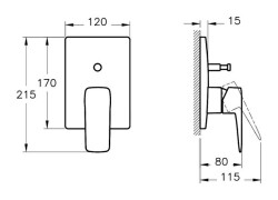 Artema Root Square Ankastre Banyo Bataryası A4275234 Sıva Üstü Grubu - Fırçalı Nikel - 2