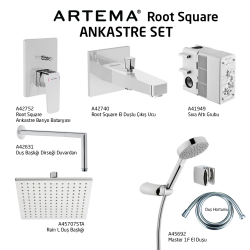 Artema Root Square Ankastre Duş Seti - 6 Parça - Krom