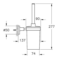 VitrA Base 300 Tuvalet Fırçalığı A44113 Duvardan - Krom - 2