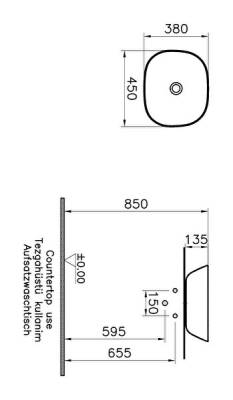 VitrA Plural Çanak lavabo 7810B401-0016 Oval - kompakt - 45x38 cm - armatür deliksiz - su taşma deliksiz - Clean - mat beyaz - 4