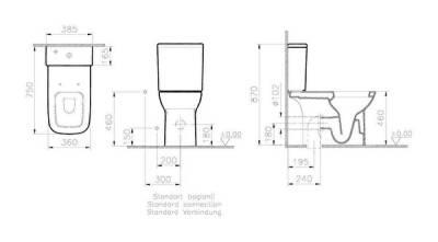 VitrA S20 Takım klozet 5293L003-0088 Arkası açık - özel ihtiyaç - 75 cm - taharet borulu - beyaz - 2