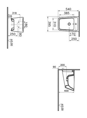 VitrA Equal Asma bide 7246B403-0288 Gizli montajlı - 54 cm - tek armatür delikli - su taşma delikli - yanlardan deliksiz - Clean - beyaz - 3
