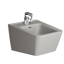 VitrA Equal Asma bide 7246B476-0288 Gizli montajlı - 54 cm - tek armatür delikli - su taşma delikli - yanlardan deliksiz - Clean - mat taş gri