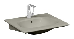 VitrA Frame Etajerli lavabo 5707B420-0001 Dikdörtgen - 65x54 cm - tek armatür delikli - su taşma delikli - Clean - mat bej