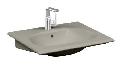 VitrA Frame Etajerli lavabo 5707B420-0001 Dikdörtgen - 65x54 cm - tek armatür delikli - su taşma delikli - Clean - mat bej - 1