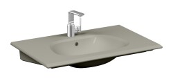 VitrA Frame Etajerli lavabo 5708B420-0001 Dikdörtgen - 85x54 cm - tek armatür delikli - su taşma delikli - Clean - mat bej