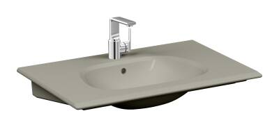 VitrA Frame Etajerli lavabo 5708B420-0001 Dikdörtgen - 85x54 cm - tek armatür delikli - su taşma delikli - Clean - mat bej - 1