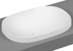 VitrA Frame Tezgahüstü lavabo 5652B401-0016 Oval - 55x39 cm - armatür deliksiz - su taşma deliksiz - Clean - mat beyaz