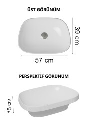 VitrA Frame Tezgahüstü lavabo 5653B401-0016 Tv shape - 55x39 cm - armatür deliksiz - su taşma deliksiz - Clean - mat beyaz