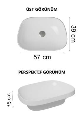 VitrA Frame Tezgahüstü lavabo 5653B401-0016 Tv shape - 55x39 cm - armatür deliksiz - su taşma deliksiz - Clean - mat beyaz - 1