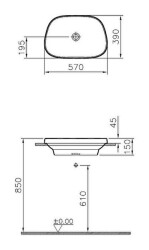 VitrA Frame Tezgahüstü lavabo 5653B483-0016 Tv shape - 55x39 cm - armatür deliksiz - su taşma deliksiz - Clean - mat siyah - 2