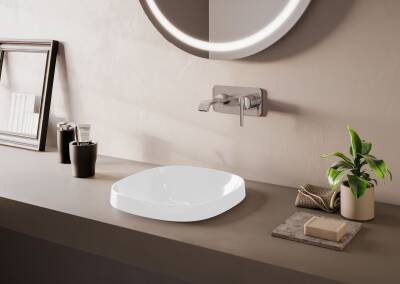 VitrA Frame Tezgahüstü lavabo5654B470-0016 Yuvarlak - kompakt - 40x39 cm - armatür deliksiz - su taşma deliksiz - Clean - mat beyaz - 2