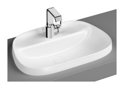 VitrA Frame Tezgahüstü lavabo 5696B401-0041 Tv shape - 55x39 cm - tek armatür delikli - su taşma deliksiz - Clean - mat beyaz