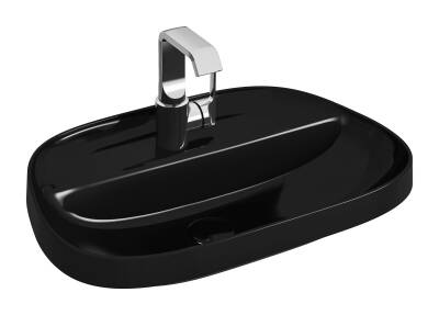 VitrA Frame Tezgahüstü lavabo 5696B470-0041 Tv shape - 55x39 cm - tek armatür delikli - su taşma deliksiz - Clean - siyah - 1