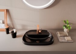 VitrA Frame Tezgahüstü lavabo 5696B470-0041 Tv shape - 55x39 cm - tek armatür delikli - su taşma deliksiz - Clean - siyah - 2