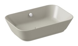 VitrA Geo Çanak lavabo 7425B020-0012 Dikdörtgen - 60x39 cm - armatür deliksiz - su taşma delikli - mat bej 