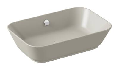 VitrA Geo Çanak lavabo 7425B020-0012 Dikdörtgen - 60x39 cm - armatür deliksiz - su taşma delikli - mat bej - 1