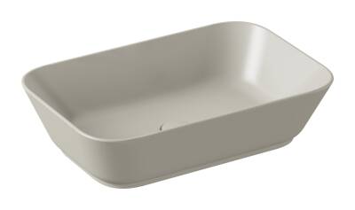 VitrA Geo Çanak lavabo 7425B020-0016 Dikdörtgen - 60x39 cm - armatür deliksiz - su taşma deliksiz - mat bej - 1