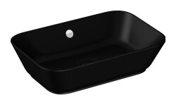 VitrA Geo Çanak lavabo 7425B083-0012 Dikdörtgen - 60x39 cm - armatür deliksiz - su taşma delikli - mat siyah 