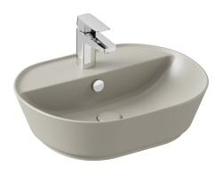 VitrA Geo Çanak lavabo 7428B020-0001 Oval - 55x43 cm - tek armatür delikli - su taşma delikli - mat bej