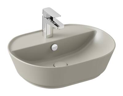 VitrA Geo Çanak lavabo 7428B020-0001 Oval - 55x43 cm - tek armatür delikli - su taşma delikli - mat bej - 1
