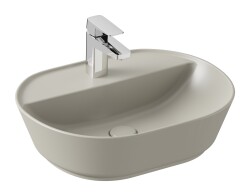 VitrA Geo Çanak lavabo 7428B020-0041 Oval - 55x43 cm - tek armatür delikli - su taşma deliksiz - mat bej