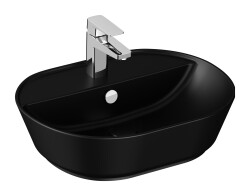 VitrA Geo Çanak lavabo 7428B083-0001 Oval - 55x43 cm - tek armatür delikli - su taşma delikli - mat siyah
