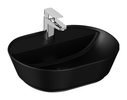 VitrA Geo Çanak lavabo 7428B083-0041 Oval - 55x43 cm - tek armatür delikli - su taşma deliksiz - mat siyah