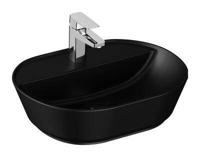 VitrA Geo Çanak lavabo 7428B083-0041 Oval - 55x43 cm - tek armatür delikli - su taşma deliksiz - mat siyah - 1