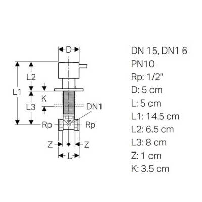Geberit 616.004.QC.1 Ankastre Stop Valf - Parlak Siyah - 2