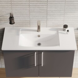 VitrA Integra Etajerli Lavabo 7057B003-0001 Dikdörtgen - 100x47 cm - Tek Armatür Delikli - Su Taşma Delikli - Beyaz - 2