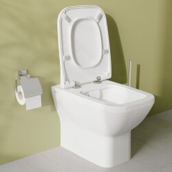 VitrA Integra Square Klozet kapağı 191-003R009 Slim - duroplast - üstten sıkmalı - yavaş kapanır - kolay sök-tak - metal menteşeli - beyaz - 4