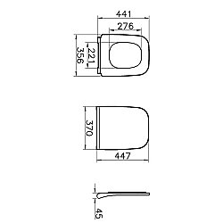 VitrA Integra Square Klozet kapağı 191-003R009 Slim - duroplast - üstten sıkmalı - yavaş kapanır - kolay sök-tak - metal menteşeli - beyaz - 2